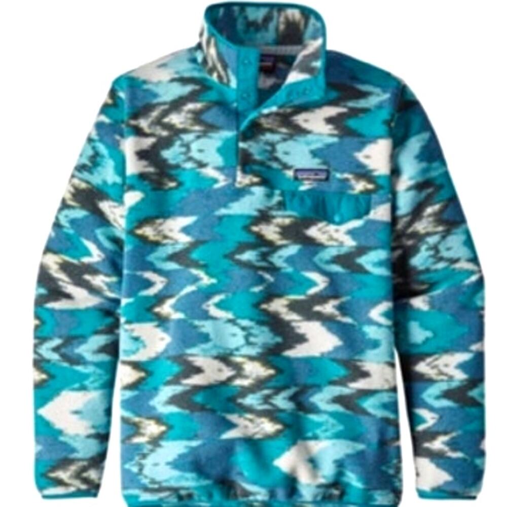 Patagonia Synchilla Snap-T Trout Tales Elwha Blue Pattern Fleece Pullover XS